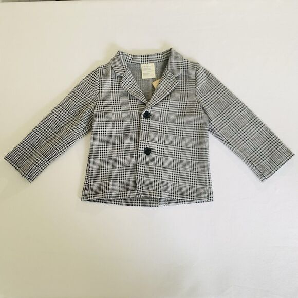 NWT First Impressions Blazer Jacket Baby 24M Black Ivory Houndstooth Preppy Chic - Picture 1 of 9